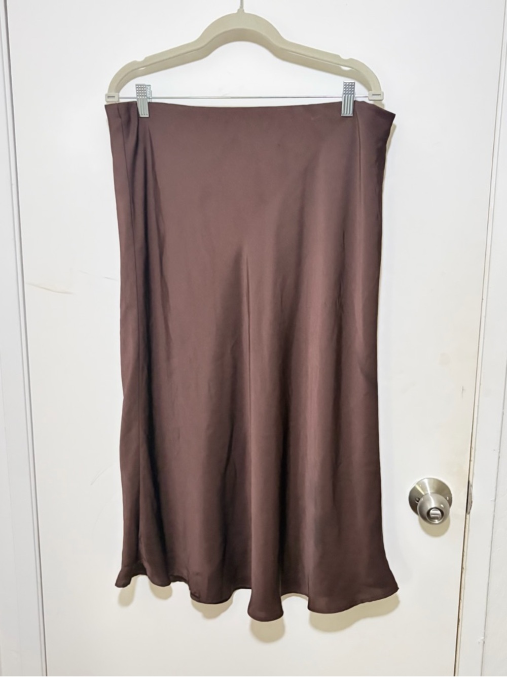 Nordstrom Chocolate Brown Satin Midi Skirt